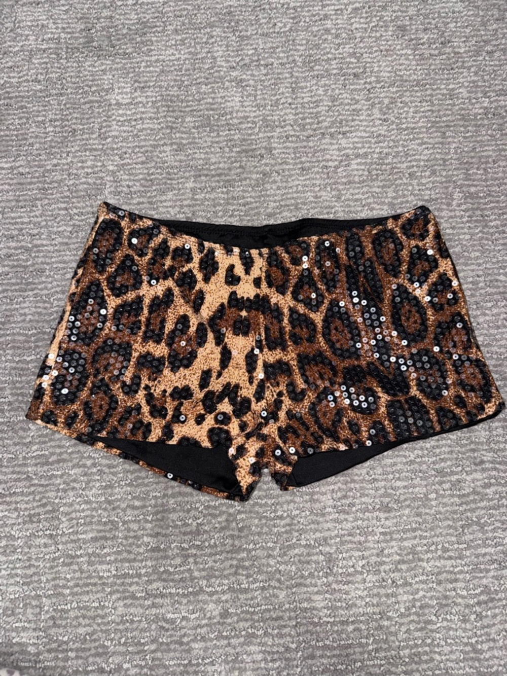 Leopard Sequin Shorts - Women's Brown Animal Print